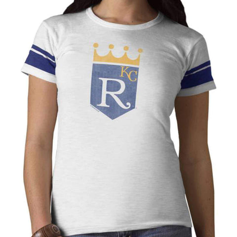 Kaufen Sie Kansas City Royals 47 Brand Damen-T-Shirt „Game Time Scrum“ in weißer Waschung – sportlich