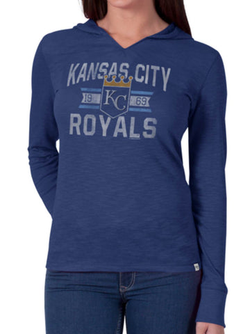 Kansas City Royals 47 Brand Women Blue Primetime Long Sleeve Hooded T-Shirt