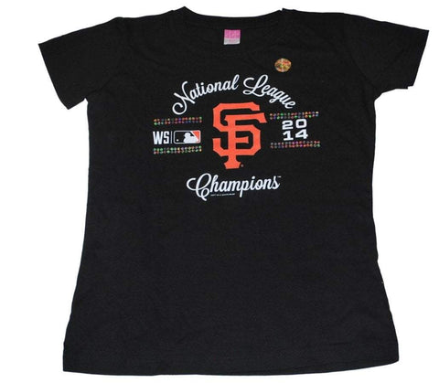 San Francisco Giants Womens Black Sequin 2014 National League Champions T-Shirt - Sporting Up