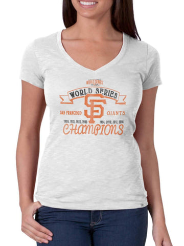 Camiseta blanca de campeones de la serie mundial 8x para mujer de la marca San Francisco Giants 47 - sporting up