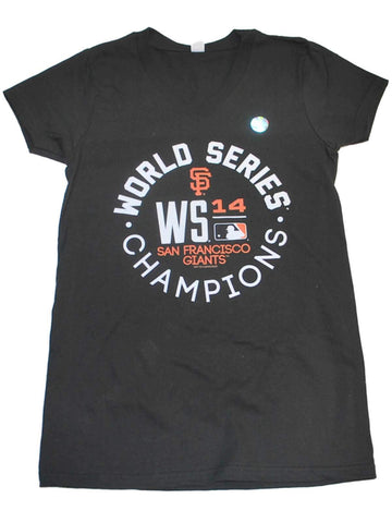 San Francisco Giants Saag Damen-T-Shirt mit V-Ausschnitt, schwarzes World Series Champs – sportlich