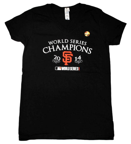 Camiseta con cuello en v campeona de la serie mundial 2014 de los gigantes de san francisco lat mujer - sporting up