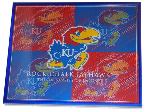 Kansas Jayhawks Prographs Impression encadrée pop art à carreaux rouge et bleu (16 x 20) – Sporting Up