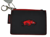 Arkansas Razorbacks Alan Stuart Black Leather Style Flat Zipper Wallet 4" x 5.5" - Sporting Up