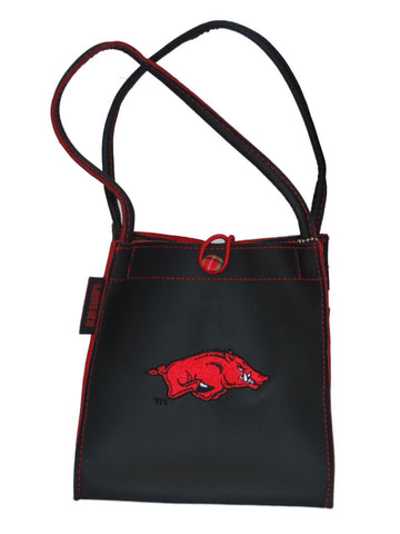 Shop Arkansas Razorbacks Alan Stuart Black Leather Style Square Tote Bag Purse - Sporting Up