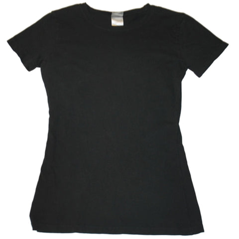 Shop Genuine Women Solid Black Short Sleeve Fitted Cotton T-Shirt (L) - Sporting Up
