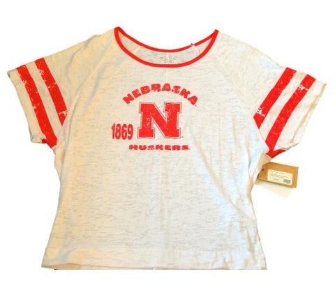 Nebraska Cornhuskers Blue 84 Damen-Kontrast-1869-Weiß-T-Shirt – sportlich