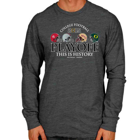 camiseta de manga larga del equipo gris 4 de los Playoffs de fútbol universitario 2015 This is History - Sporting Up