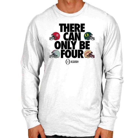 Shop 2015 College Football Playoffs White 4 Team There Can Only Be Four LS T-Shirt - Sporting Up