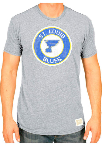 Shop St. Louis Blues Retro Brand Light Gray TriBlend Vintage Logo T-Shirt - Sporting Up