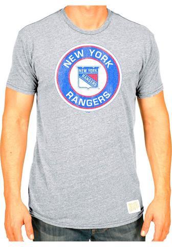 Shop New York Rangers Retro Brand Light Gray TriBlend Vintage Logo T-Shirt - Sporting Up
