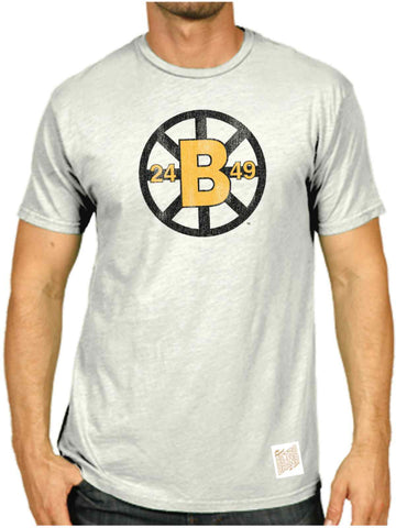Weißes, verwaschenes Scrum-T-Shirt der Marke Boston Bruins im Retro-Stil – sportlich