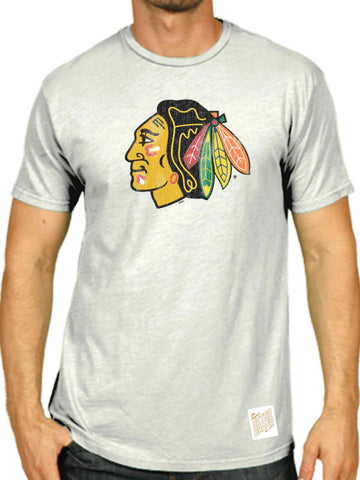 Chicago blackhawks retro märket vit urtvättad scrum t-shirt - sportig