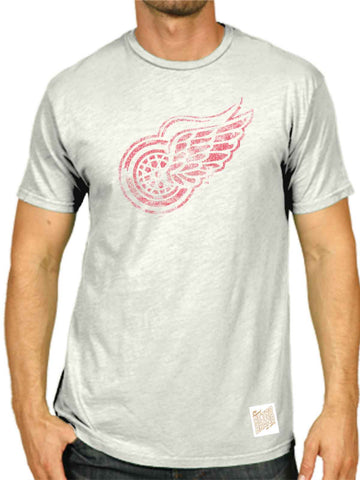 Detroit Red Wings Retro-Marken-Weiß-T-Shirt im verwaschenen Scrum-Stil – sportlich