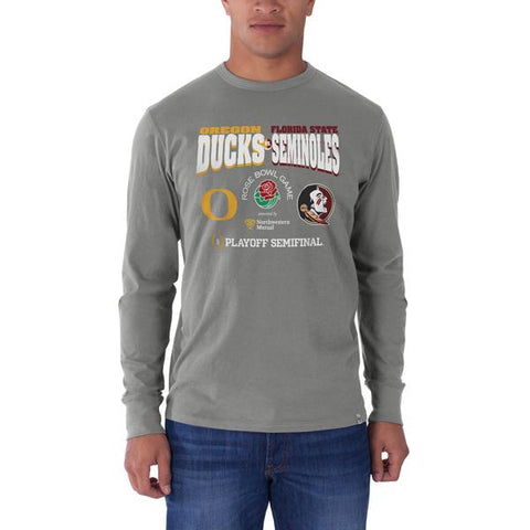 Oregon Ducks Florida State Seminoles 47 Brand 2015 Rose Bowl Gris LS T-shirt - Sporting Up