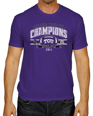TCU gehörnte Frösche das violette T-Shirt „Sieg 2015 Peach Bowl Champions“ – sportlich