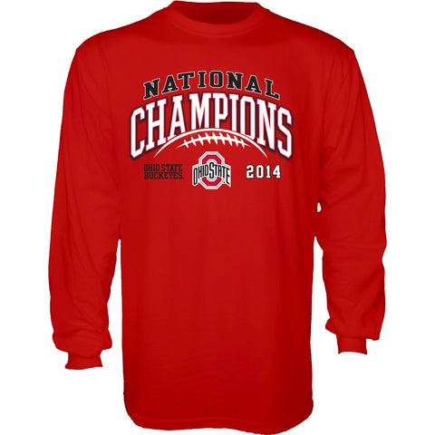 Ohio state buckeyes azul 84 2015 campeones de fútbol universitario camiseta roja de manga larga - sporting up