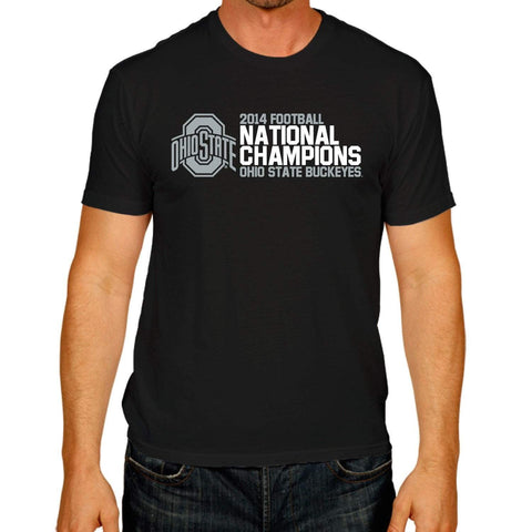 T-shirt gris noir des champions de football universitaire de la victoire des Buckeyes de l'Ohio State 2015 - Sporting Up