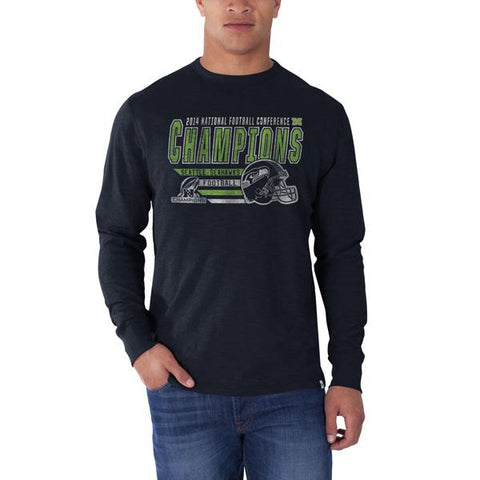 Achetez Seattle Seahawks 47 Brand 2015 NFC Champions Super Bowl T-shirt bleu marine à manches longues - Sporting Up
