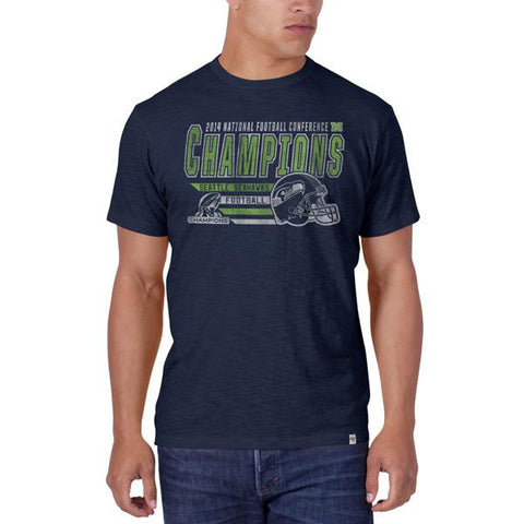 Shoppen Sie das marineblaue T-Shirt „Seattle Seahawks 47 Brand 2015 NFC Champions Super Bowl“ mit Helm – sportlich