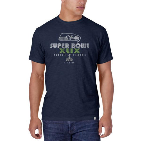 Boutique Seattle Seahawks 47 Brand 2015 Super Bowl Xlix Big Logo Navy Scrum T-shirt - Sporting Up