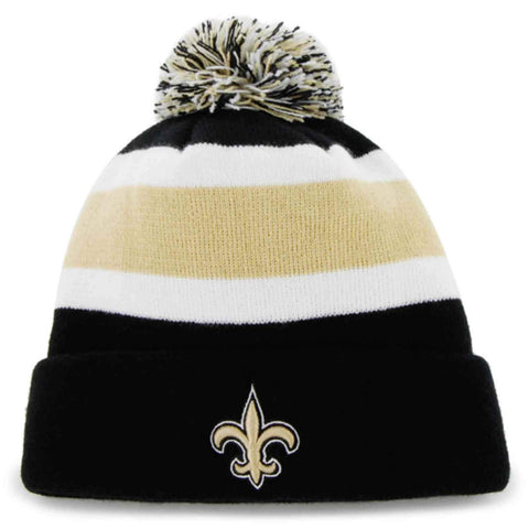 Shop New Orleans Saints 47 Brand Tri-Tone Breakaway Cuffed Poofball Hat Cap Beanie - Sporting Up
