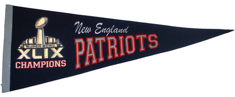 Shop New England Patriots 2015 Super Bowl XLIX Champions Wool Navy Classic Pennant - Sporting Up