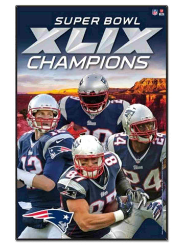 Cartel de madera de jugadores de campeones del Super Bowl XLIX de los New England Patriots 2015, 11 "x 17" - Sporting Up