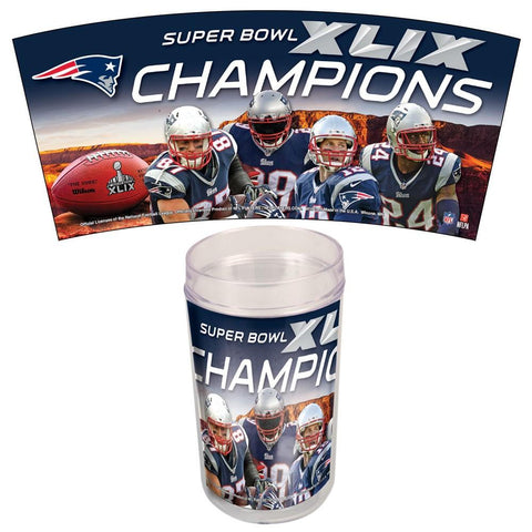 New England Patriots WinCraft Super Bowl XLIX Champs Gobelets 16 oz (paquet de 4) - Sporting Up