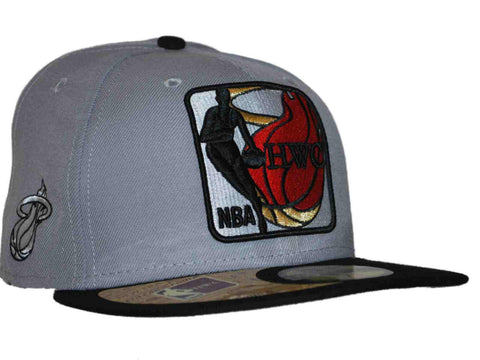 Shop Miami Heat New Era Gray NBA Hardwood Classics 59Fifty Fitted Flat Bill Hat Cap - Sporting Up