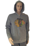 Chicago Blackhawks Retro Brand Light Gray Triblend Fleece Zip-Up Hoodie Jacket - Sporting Up