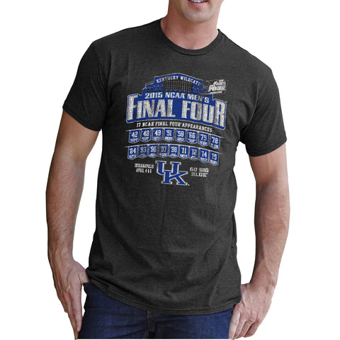 Kentucky Wildcats 2015 Indianapolis Final Four 17 Auftritte, graues T-Shirt – sportlich