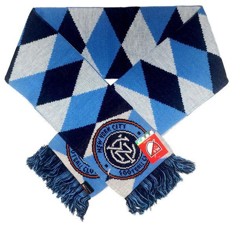 New York City FC Ruffneck MLS Blue Diamond Argyle Knit Acrylic Scarf 7" x 60" - Sporting Up