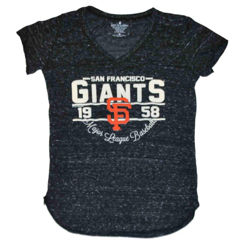 Shop San Francisco Giants SAAG Women Navy Flecked Lightweight V-Neck T-Shirt - Sporting Up