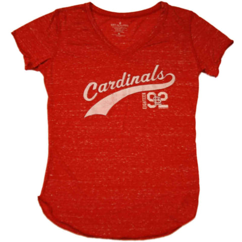 St. Louis Cardinals Saag Damen-T-Shirt, rot gesprenkelt, leicht, mit V-Ausschnitt – sportlich