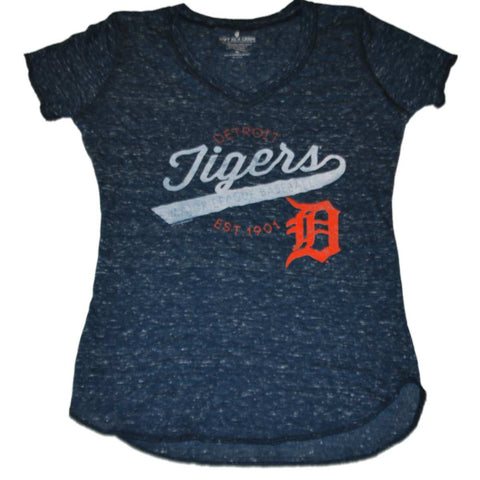 Detroit Tigers SAAG Women Navy Flecked Lightweight V-Neck Tri-Blend T-Shirt - Sporting Up