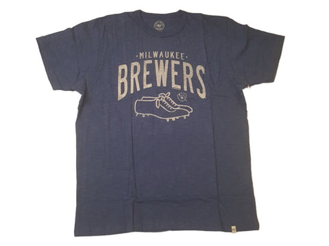 Magasinez les Milwaukee Brewers 47 Brand Bleacher Blue Cleats Logo T-shirt Scrum en coton doux - Sporting Up