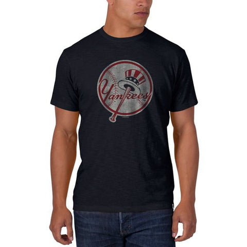 Shop New York Yankees 47 Brand Fall Navy Baseball Logo Soft Cotton Scrum T-Shirt - Sporting Up