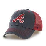 Atlanta Braves 47 Brand Navy Red Taylor Mesh Closer Flexfit Slouch Hat Cap - Sporting Up