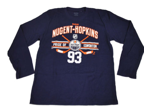 Kaufen Sie das langärmlige Strick-T-Shirt „Edmonton Oilers“ von Reebok in Marineblau von Ryan Nugent-Hopkins (L) – sportlich