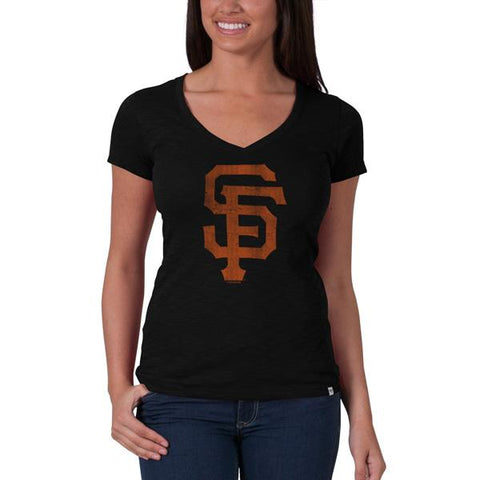 Shop San Francisco Giants 47 Brand Women V-Neck Black Scrum Classic T-Shirt - Sporting Up