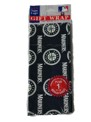 Shop Seattle Mariners MLB Gift Wrapping Paper 3 Sheets (30" X 20") - Sporting Up