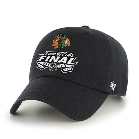 Shop Chicago Blackhawks 2015 NHL Stanley Cup Finals 47 Brand Black Adjustable Hat Cap - Sporting Up