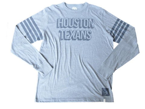 Handla houston texans 47 märke grå stor logotyp randig långärmad t-shirt (m) - sportigt