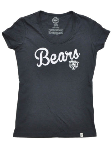 Chicago Bears 47 Brand Damen Marineblaues Pailletten-Logo-T-Shirt mit U-Ausschnitt – sportlich