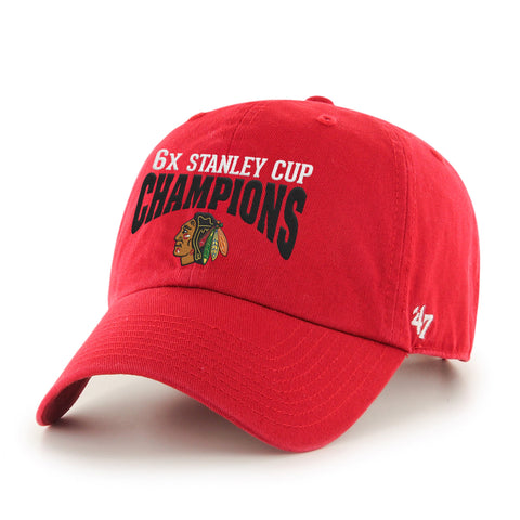 Shop Chicago Blackhawks 47 Brand Stanley Cup Six Times Champions Red Adj Hat Cap - Sporting Up