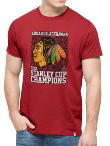 Camiseta de ala roja de la marca 47 de los campeones de la copa Stanley de la nhl 2015 de los Chicago blackhawks - luciendo deportivo