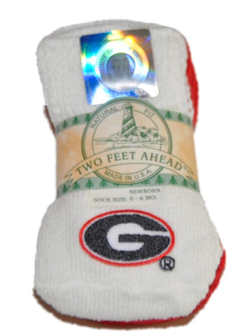 Georgia Bulldogs deux pieds d'avance pour bébé nouveau-né 3 paires de chaussettes rouges et blanches - Sporting Up