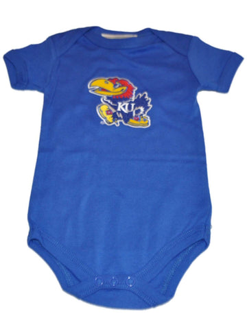 Kansas Jayhawks deux pieds devant bébé bébé tour d'épaule bleu tenue une pièce - faire du sport