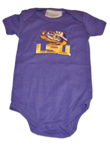 Compre lsu tigres dos pies por delante bebé bebé regazo hombro púrpura traje de una pieza - sporting up
